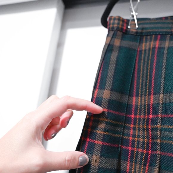The Edinburgh Collection Scottish Wool Plaid Tartan Print Skirt Green Size 16 - Picture 3 of 9
